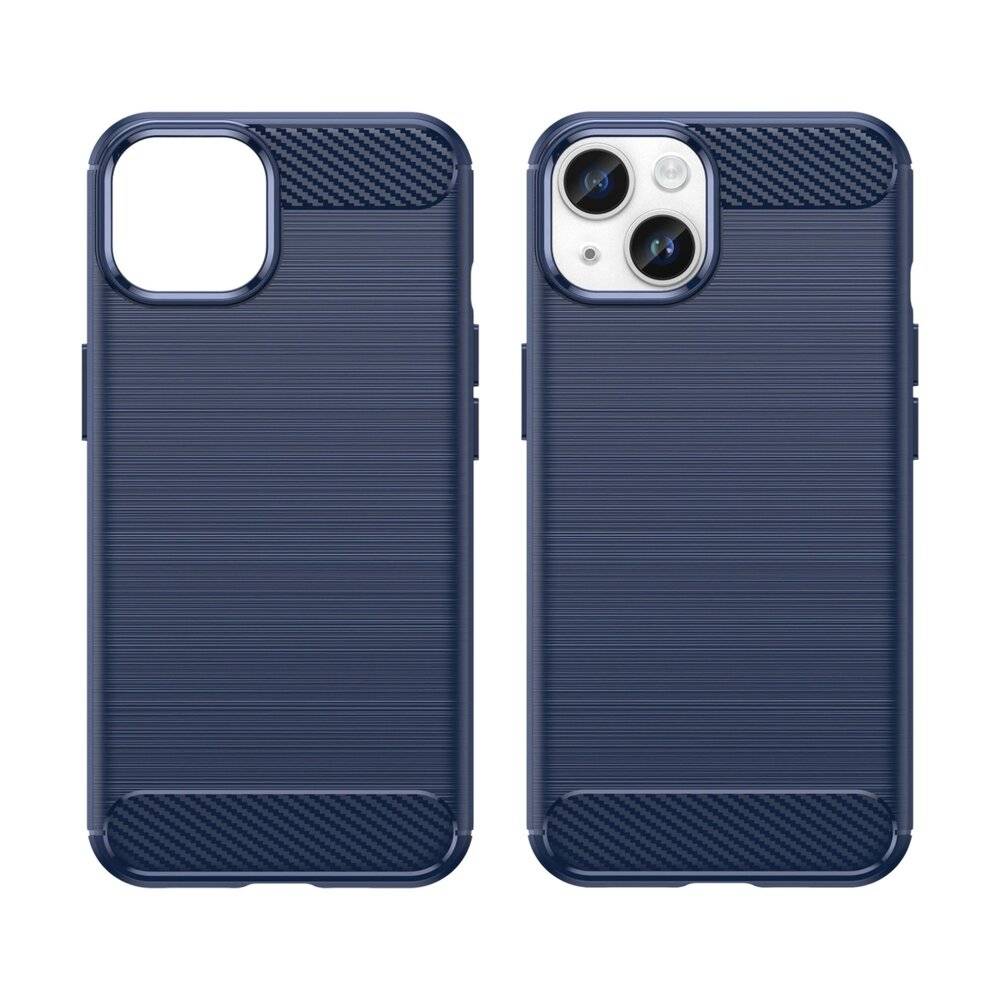 Carbon Case iPhone 14 Hülle flexible Gel Rückseite blau-1