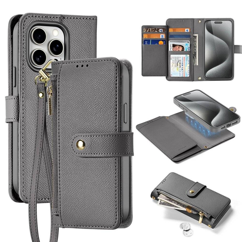 Dux Ducis Lawa Lederhülle iPhone 15 Pro Max - Grau-5
