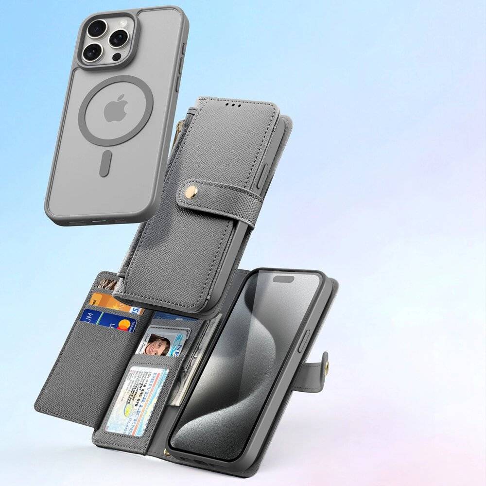 Dux Ducis Lawa Lederhülle iPhone 15 Pro Max - Grau-2
