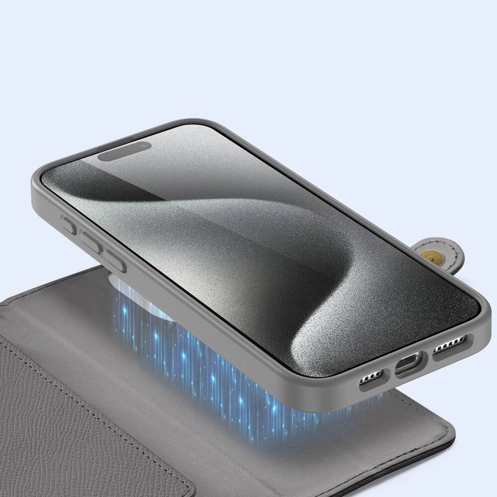 Dux Ducis Lawa Lederhülle iPhone 15 Pro Max - Grau-4