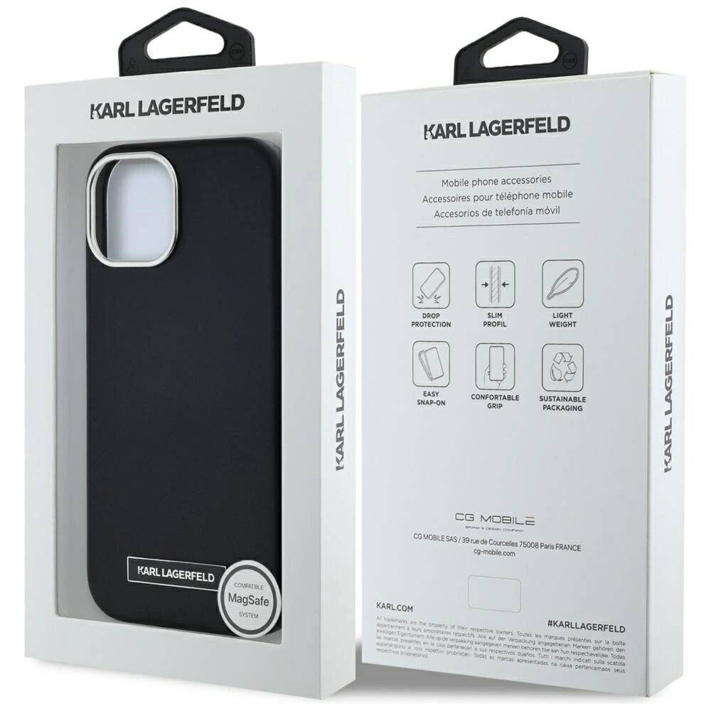 Karl Lagerfeld FW Metal Plate MagSafe iPhone 15 Hülle - Schwarz-1