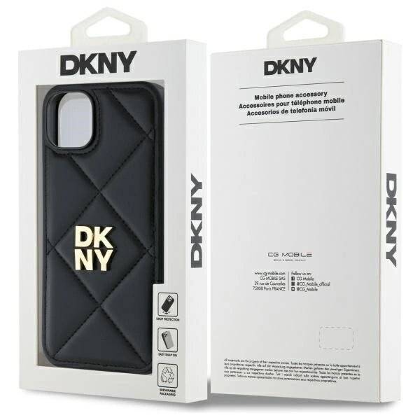 DKNY Quilted Stack Logo Hülle iPhone 15 Plus – Schwarz-1