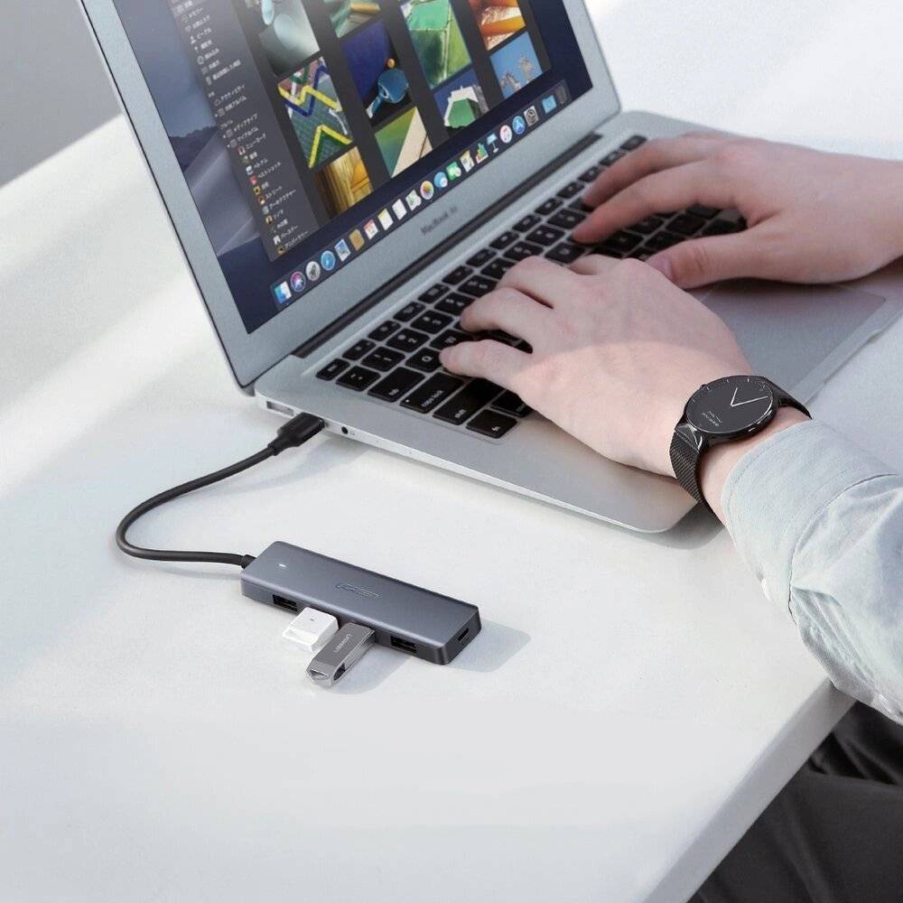 Ugreen USB HUB - 4x 3.2 Gen 1 Micro Stromanschluss grau CM219 50985-1
