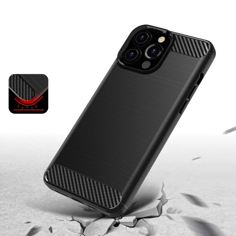 Carbon Case Flexibel Handyhülle TPU Schutzhülle iPhone 13 Pro Max schwarz-4