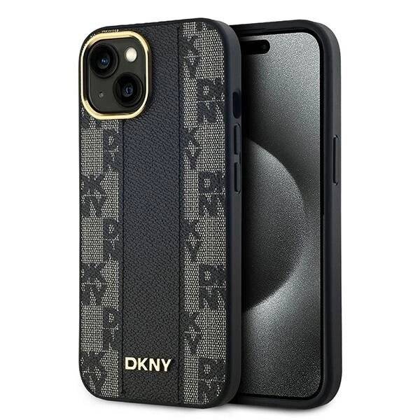 DKNY Leder-MagSafe-Hülle kariertem Monomuster iPhone 14/15/13 – Schwarz-5