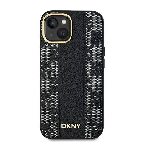 DKNY Leder-MagSafe-Hülle kariertem Monomuster iPhone 14/15/13 – Schwarz-2