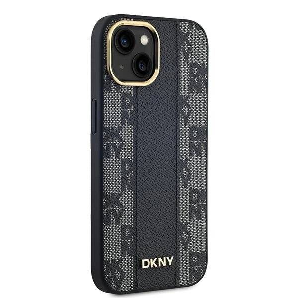 DKNY Leder-MagSafe-Hülle kariertem Monomuster iPhone 14/15/13 – Schwarz-3