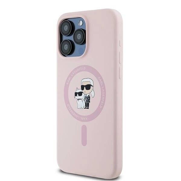 Karl Lagerfeld Silikon Karl&Choupette MagSafe Hülle iPhone 15 Pro – Rosa-1