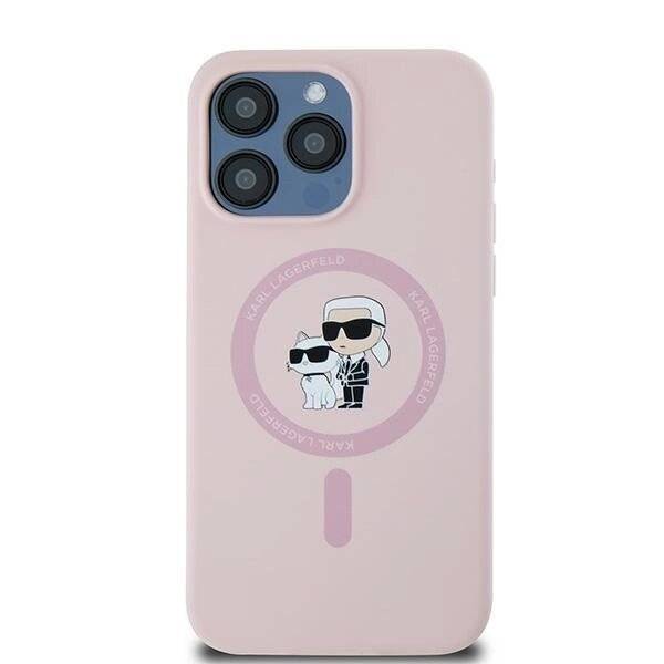 Karl Lagerfeld Silikon Karl&Choupette MagSafe Hülle iPhone 15 Pro – Rosa-2