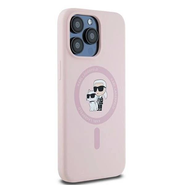 Karl Lagerfeld Silikon Karl&Choupette MagSafe Hülle iPhone 15 Pro – Rosa-3
