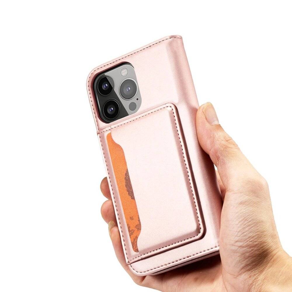 Magnet Card Case Hülle iPhone 14 Pro Max Flip Cover Wallet Stand Pink-3