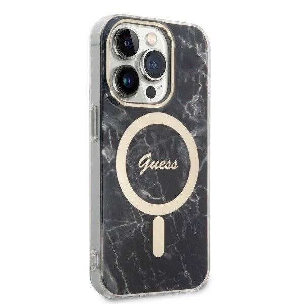 Set Guess GUBPP14LHMEACSK Hülle + Ladegerät iPhone 14 Pro 6.1" schwarz/schwarz Hartschale Marble-1