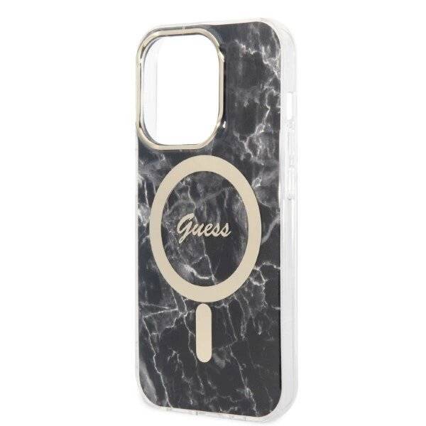 Set Guess GUBPP14LHMEACSK Hülle + Ladegerät iPhone 14 Pro 6.1" schwarz/schwarz Hartschale Marble-3