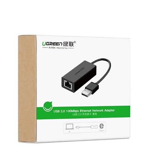 Ugreen externe Netzwerkkarte RJ45 - USB 2.0 100 Mbit/s Ethernet schwarz CR110 20254-1