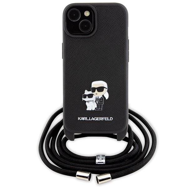 Karl Lagerfeld Crossbody Saffiano Metal Pin & Choupette Hülle iPhone 15 – Schwarz-1