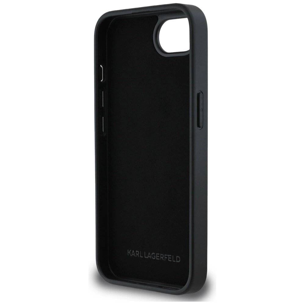 Karl Lagerfeld iPhone 16e Hülle Monogramm-Karl-Kopf-Anstecker - Schwarz-3