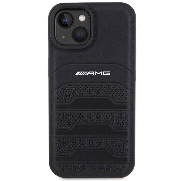 AMG Lederhülle geprägten Linien iPhone 15 Plus – Schwarz-2