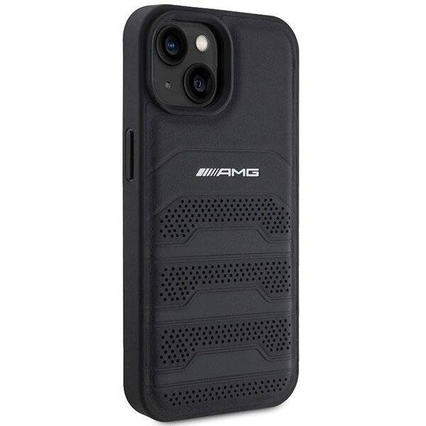 AMG Lederhülle geprägten Linien iPhone 15 Plus – Schwarz-3