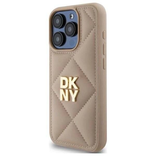 DKNY Quilted Stack Logo Hülle iPhone 15 Pro – Beige-1