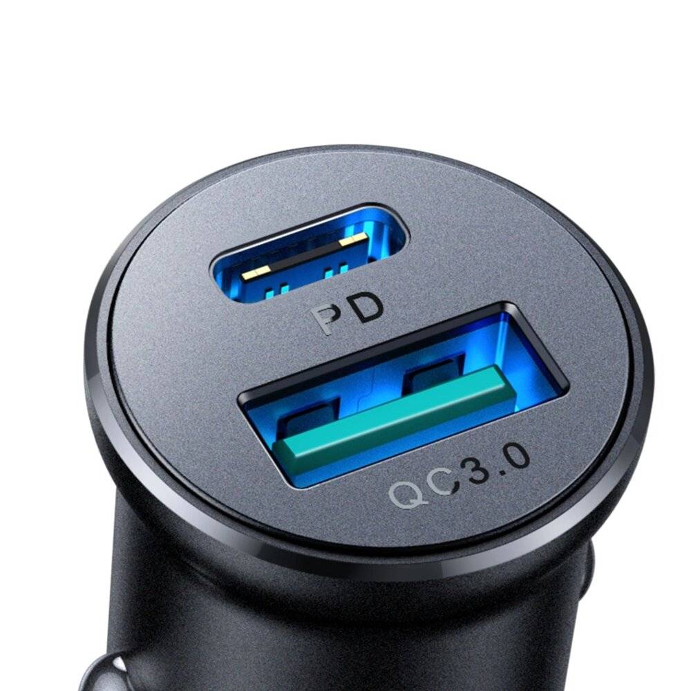Joyroom JR-CCN05 30W USB-A USB-C Mini-Autoladegerät - Schwarz-2