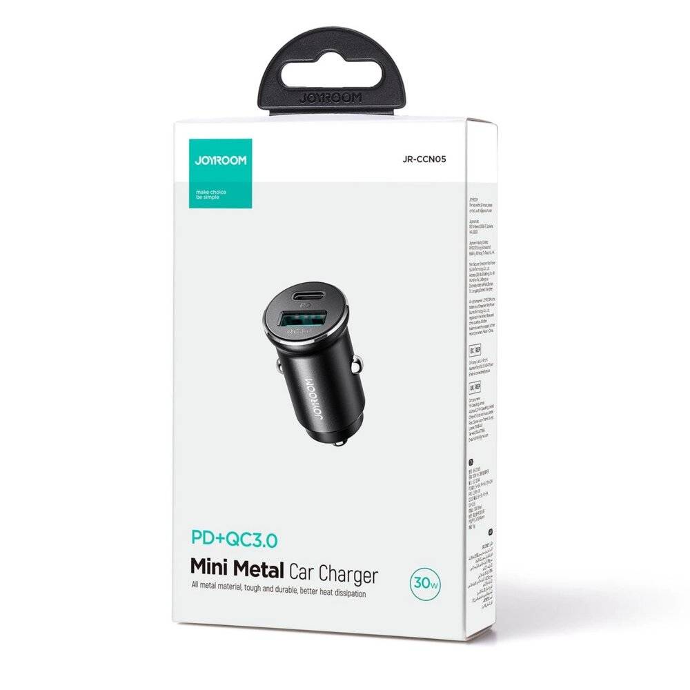 Joyroom JR-CCN05 30W USB-A USB-C Mini-Autoladegerät - Schwarz-3