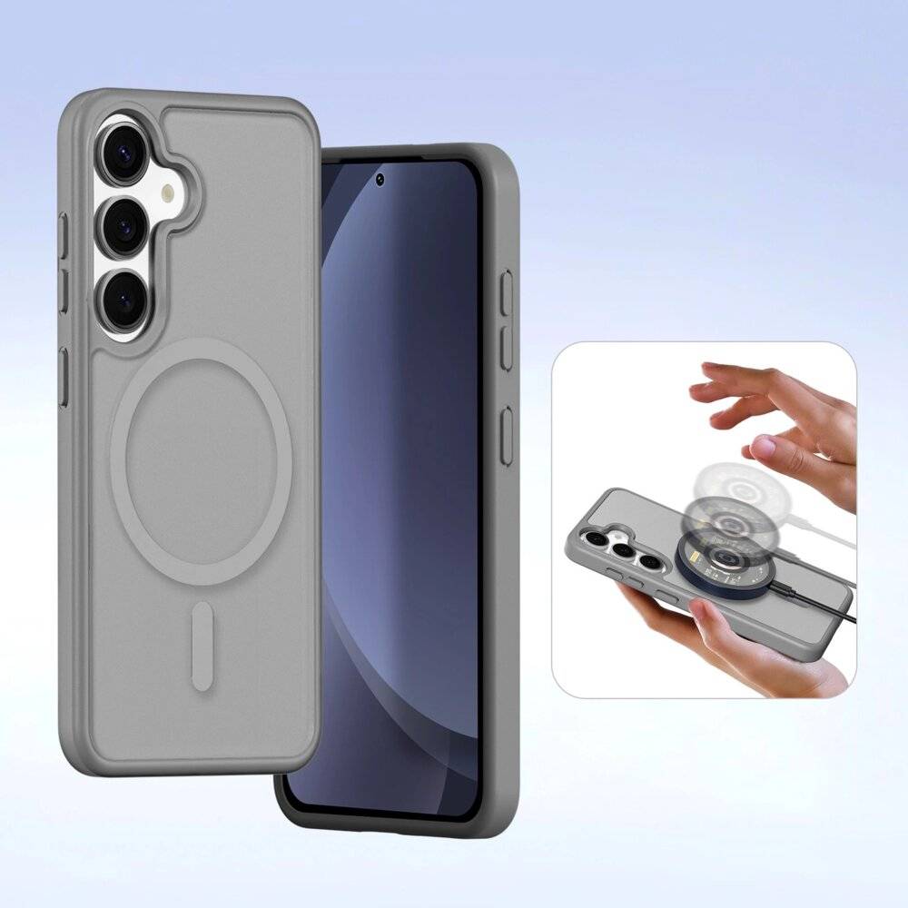 Dux Ducis Lawa Lederhülle Samsung Galaxy S25+ abnehmbarer magnetischer Brieftasche – Grau-2