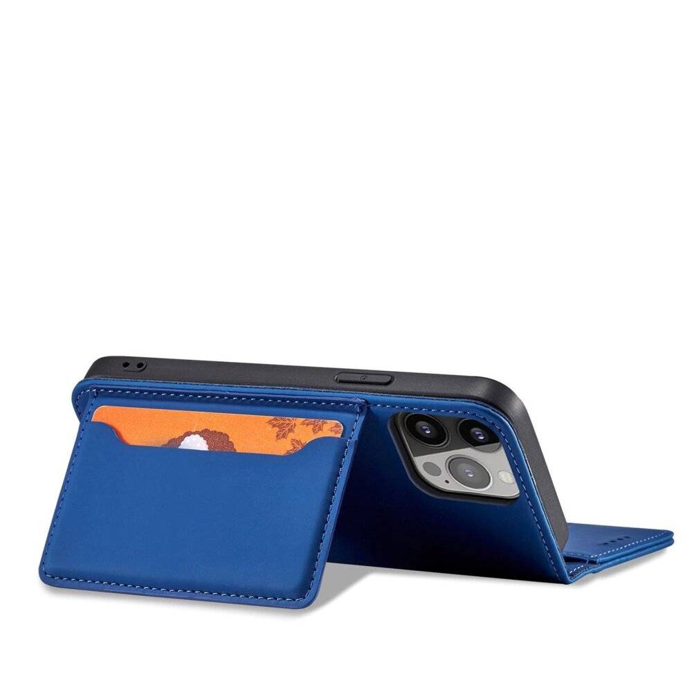 Magnet Card Case Hülle iPhone 14 Flip Cover Wallet Stand blau-3