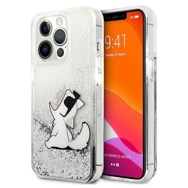 Karl Lagerfeld Liquid Glitter Choupette Fun Case iPhone 13 Pro Max 6,7″ - Silber-5
