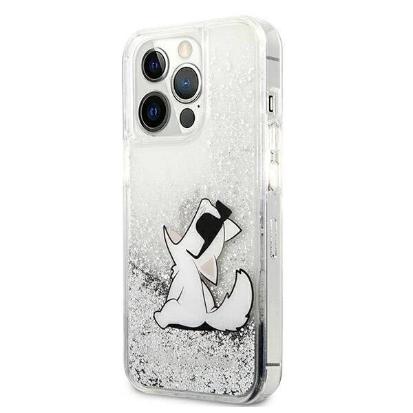 Karl Lagerfeld Liquid Glitter Choupette Fun Case iPhone 13 Pro Max 6,7″ - Silber-1