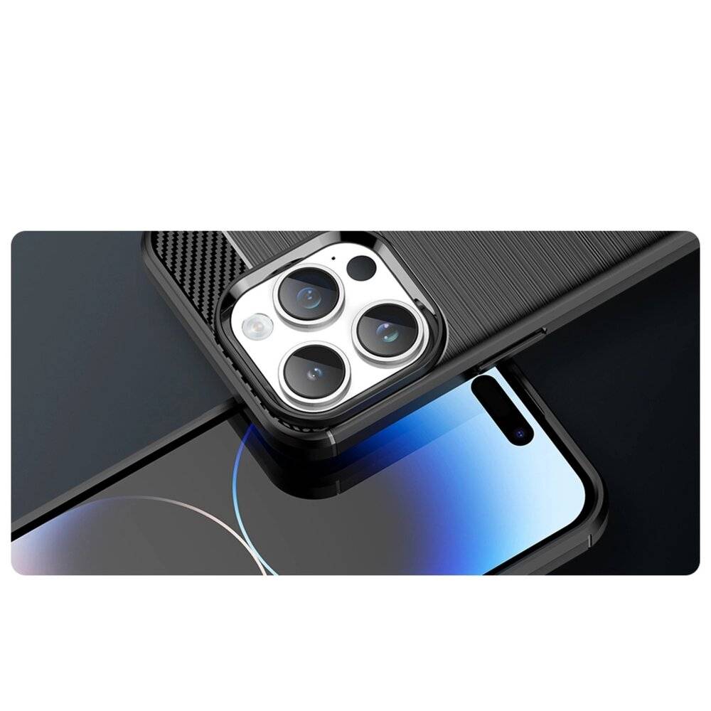 Carbon Case iPhone 14 Pro flexible Gel-Rückseite blau-3