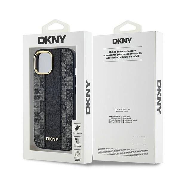 DKNY Leder-MagSafe-Hülle kariertem Monomuster iPhone 14/15/13 – Schwarz-4