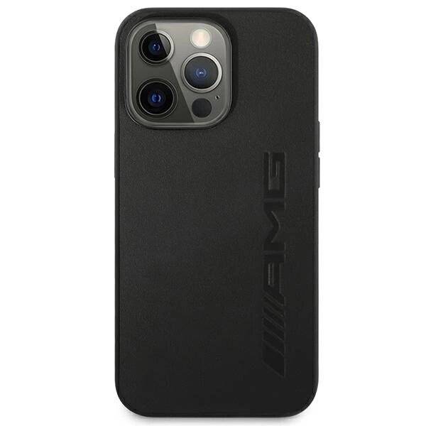 AMG AMHCP14LDOLBK iPhone 14 Pro 6.1″schwarz / schwarz Hardcase Leder Hot Stamped-3