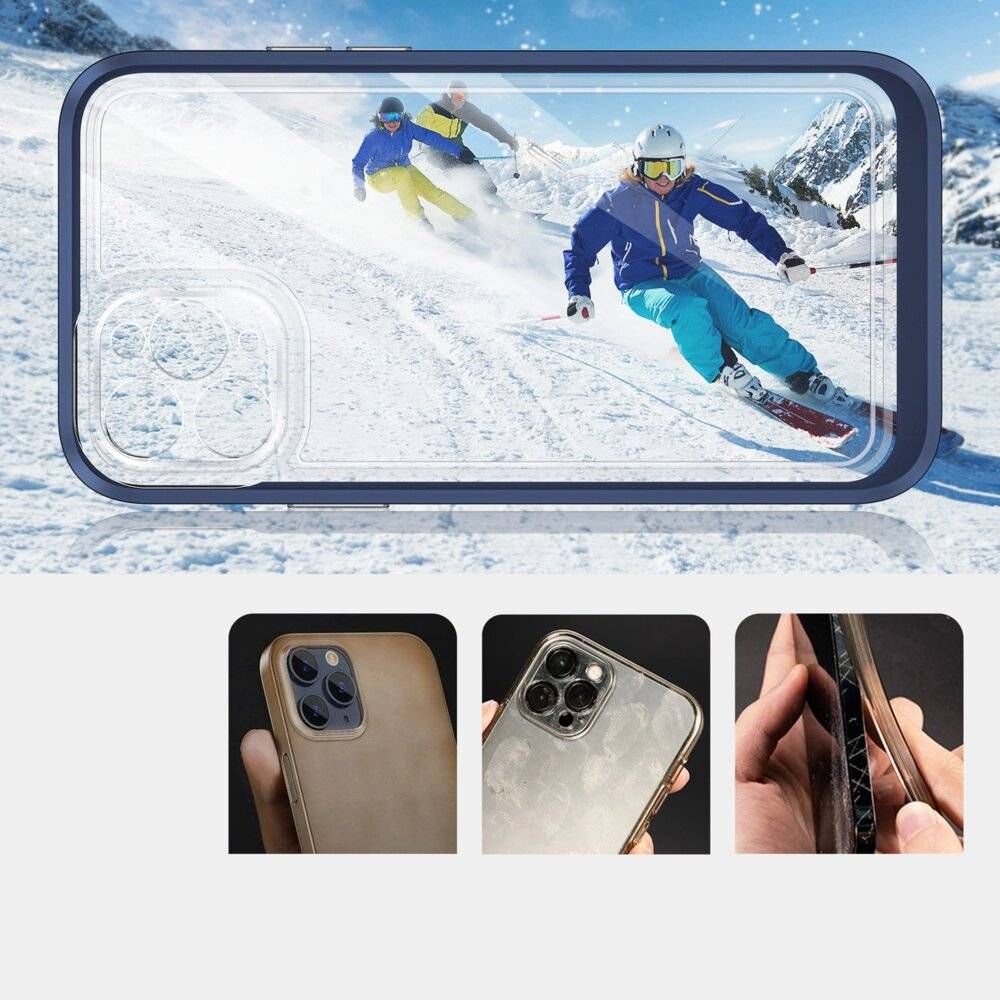 Klare 3-in-1-Hülle iPhone 11 Pro Max blauem Gel-Rahmen-2