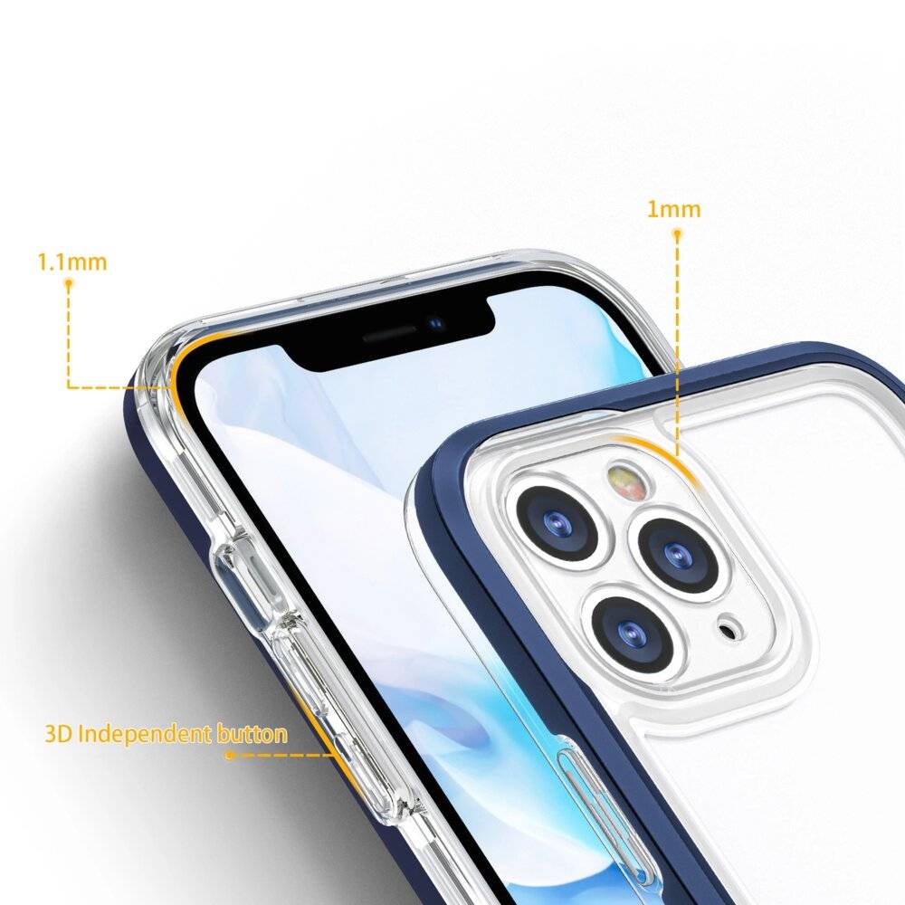 Klare 3-in-1-Hülle iPhone 11 Pro Max blauem Gel-Rahmen-3