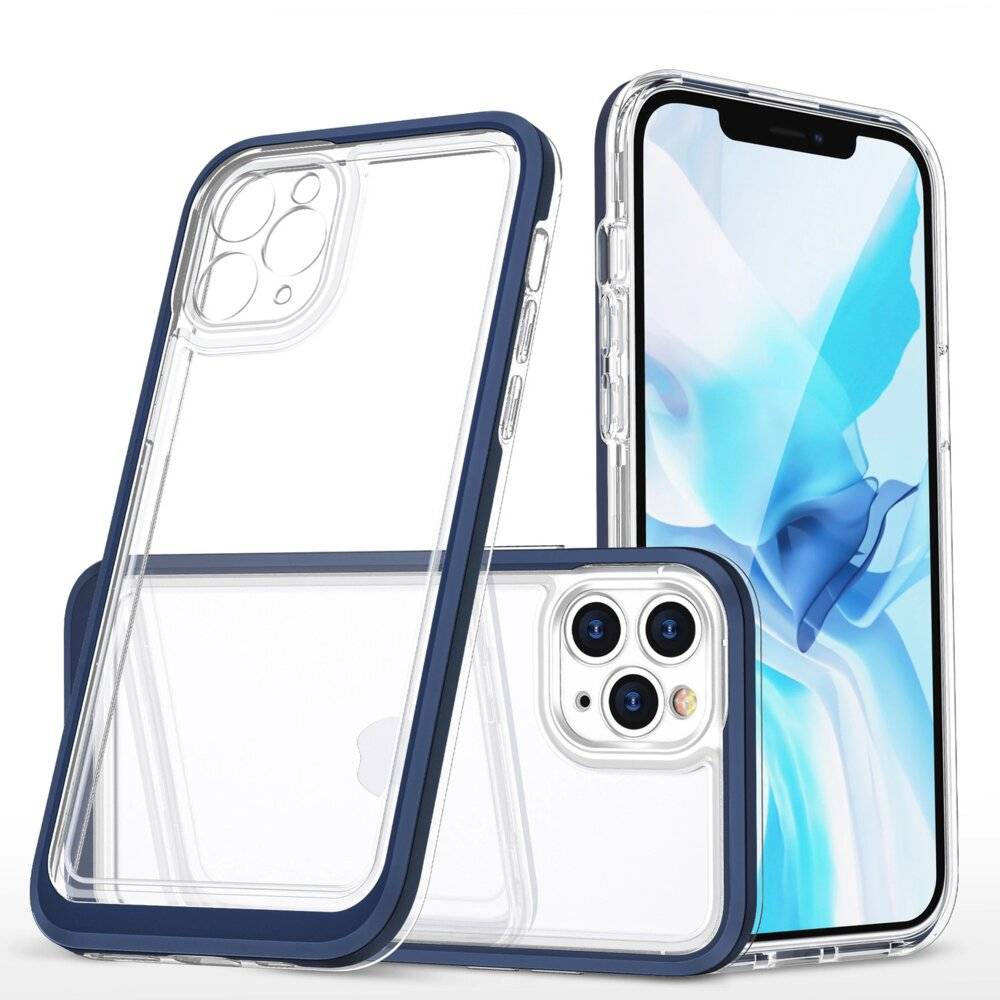 Symbolbild für Klare 3-in-1-Hülle iPhone 11 Pro Max blauem Gel-Rahmen