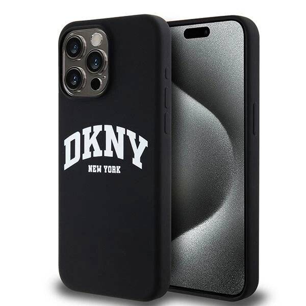 DKNY Liquid Silicone MagSafe iPhone 13 Pro Max Hülle weißem Logo-Aufdruck – Schwarz-5