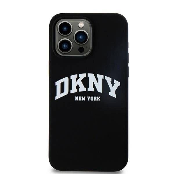 DKNY Liquid Silicone MagSafe iPhone 13 Pro Max Hülle weißem Logo-Aufdruck – Schwarz-2