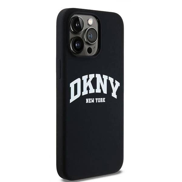 DKNY Liquid Silicone MagSafe iPhone 13 Pro Max Hülle weißem Logo-Aufdruck – Schwarz-3
