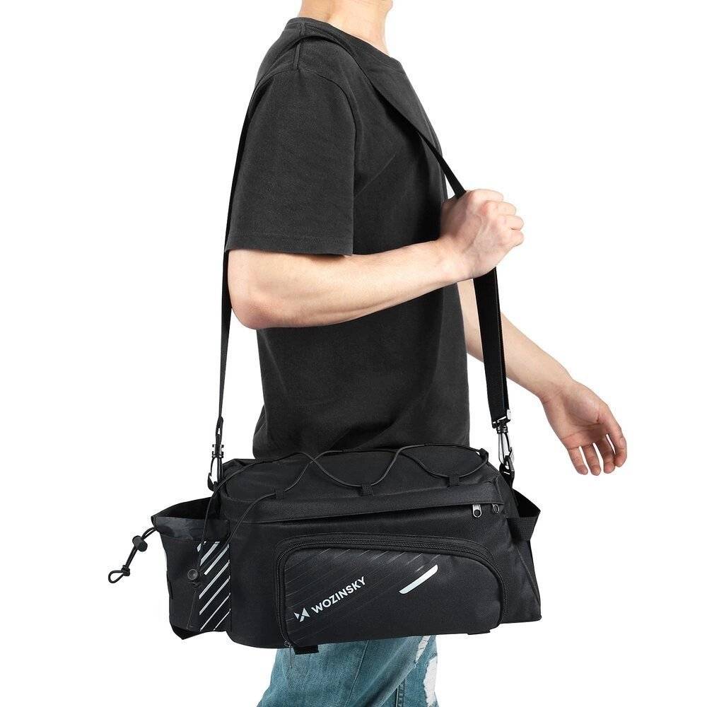 Wozinsky Fahrradträgertasche 9l Schultergurt Regenschutz schwarz WBB22BK-3