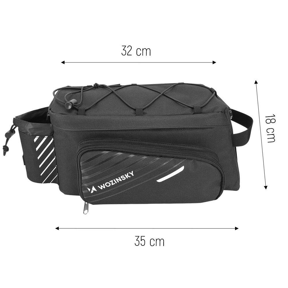 Wozinsky Fahrradträgertasche 9l Schultergurt Regenschutz schwarz WBB22BK-4