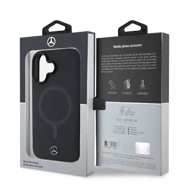 Mercedes Plain Smooth Leather MagSafe Hülle iPhone 16 – Schwarz-1