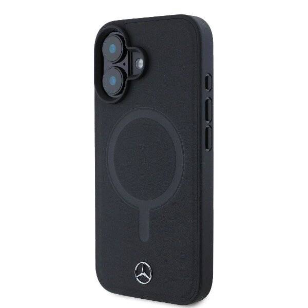 Mercedes Plain Smooth Leather MagSafe Hülle iPhone 16 – Schwarz-2