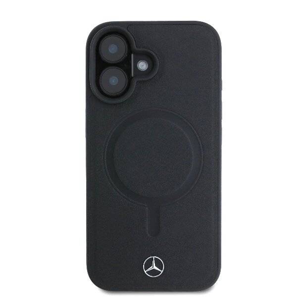 Mercedes Plain Smooth Leather MagSafe Hülle iPhone 16 – Schwarz-3