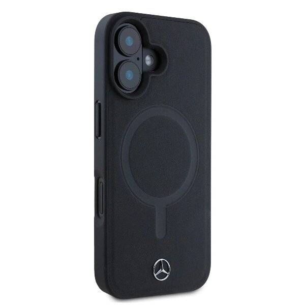 Mercedes Plain Smooth Leather MagSafe Hülle iPhone 16 – Schwarz-4