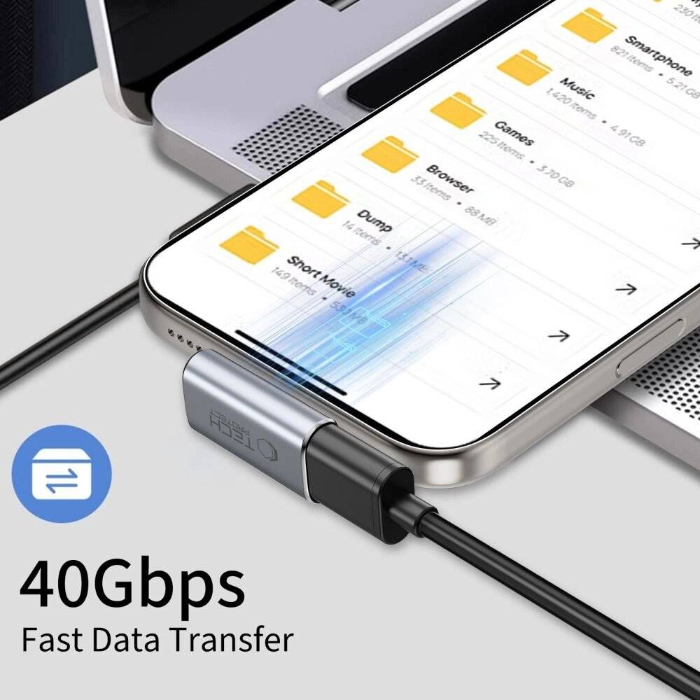Symbolbild für Tech-Protect Ultraboost AA03 USB-C Winkeladapter - Grau