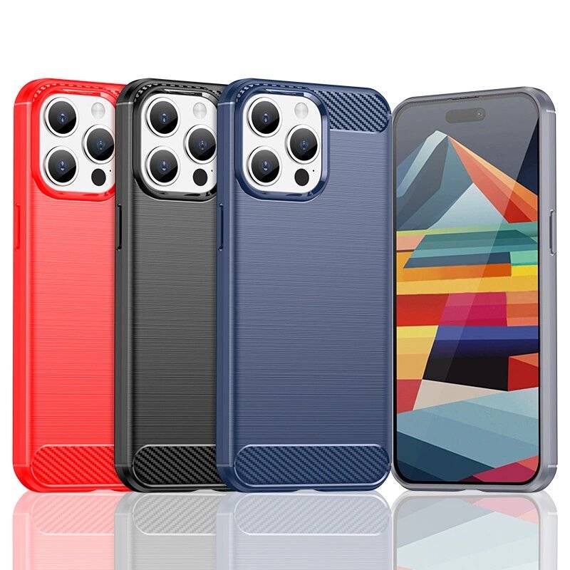 Flexible Carbon-Musterhülle iPhone 15 Pro Max Carbon Case – Blau-3