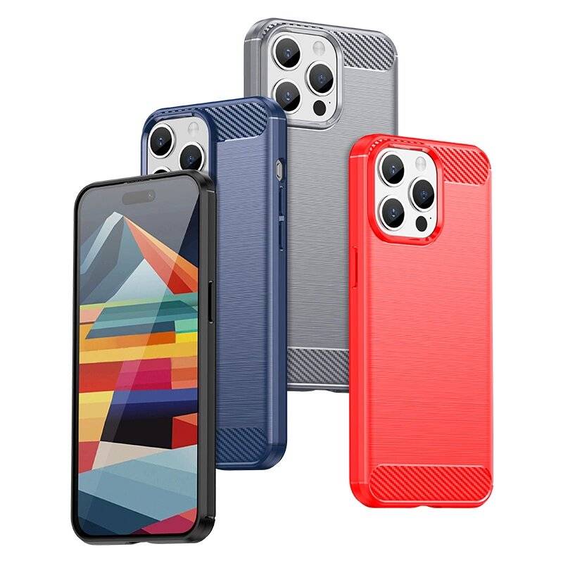 Flexible Carbon-Musterhülle iPhone 15 Pro Max Carbon Case – Blau-4