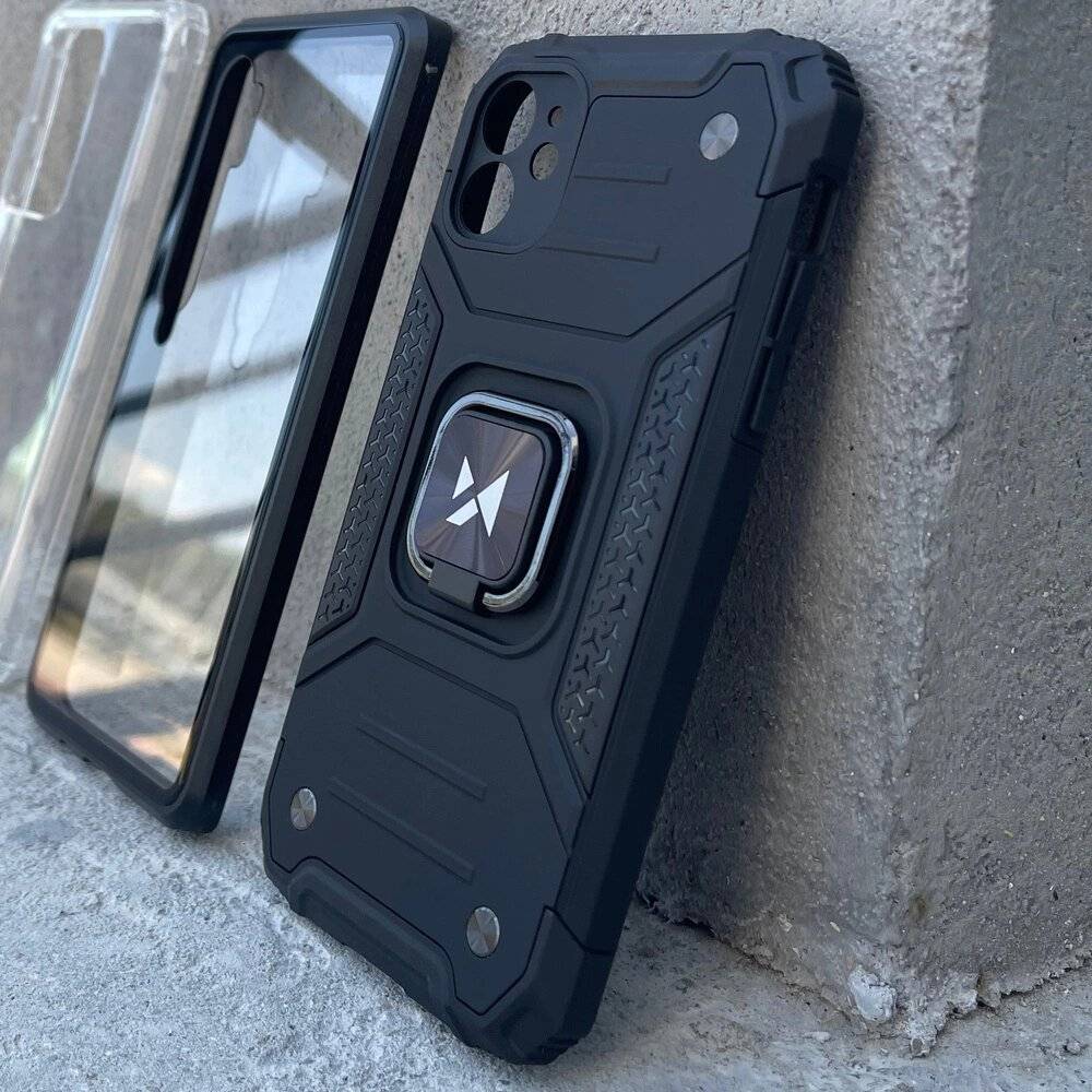 Wozinsky Ring Armor robuste Hybrid-Hülle + Magnethalterung iPhone 13 Pro Max silber-4