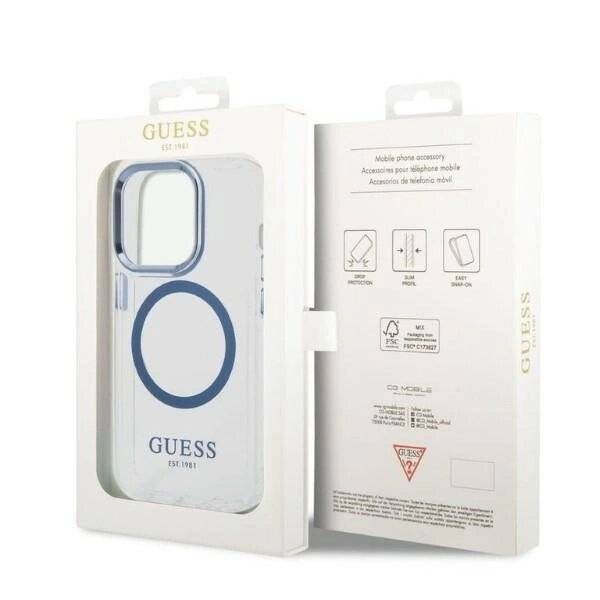 Guess Metal Outline MagSafe-Hülle iPhone 14 Pro – blau-1