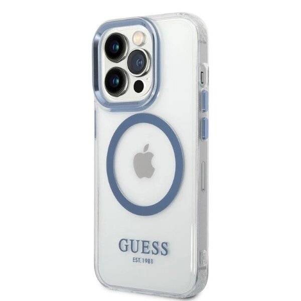Guess Metal Outline MagSafe-Hülle iPhone 14 Pro – blau-2